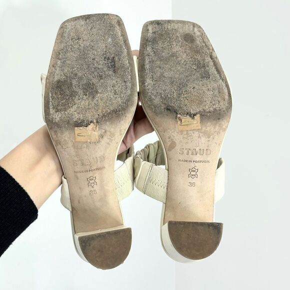 STAUD Frankie Ruched Slide Sandal in Nectarine - Picture 11 of 12